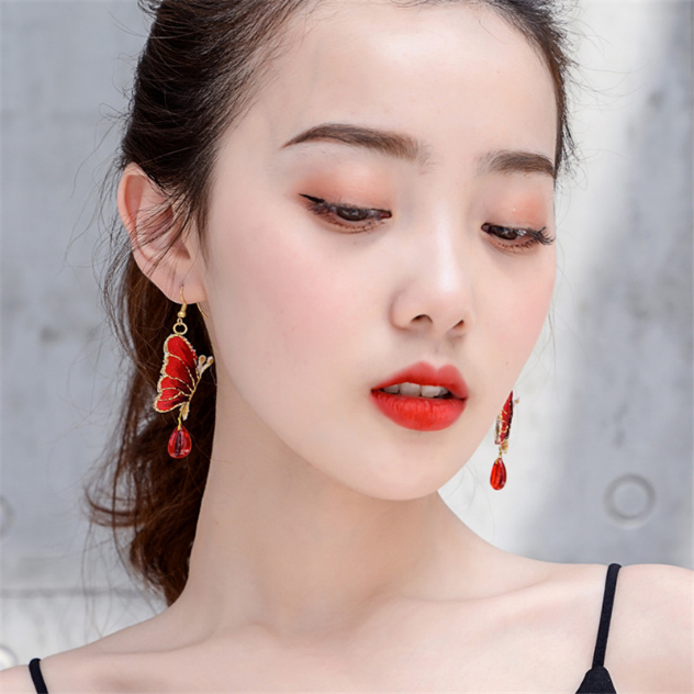 Boucles D'oreilles Papillons Rouges En Résine - Fait Main, Bijoux Des Lys, Neuf Avec étiquettes